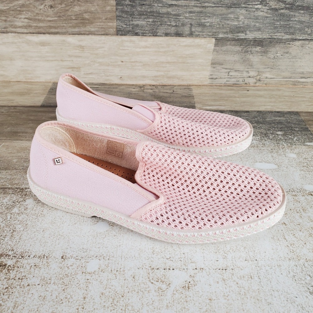 Rivieras Classic 20 Nymphe Womens Sz 6 Pink Slip-Ons Mesh Round Toe Low Top